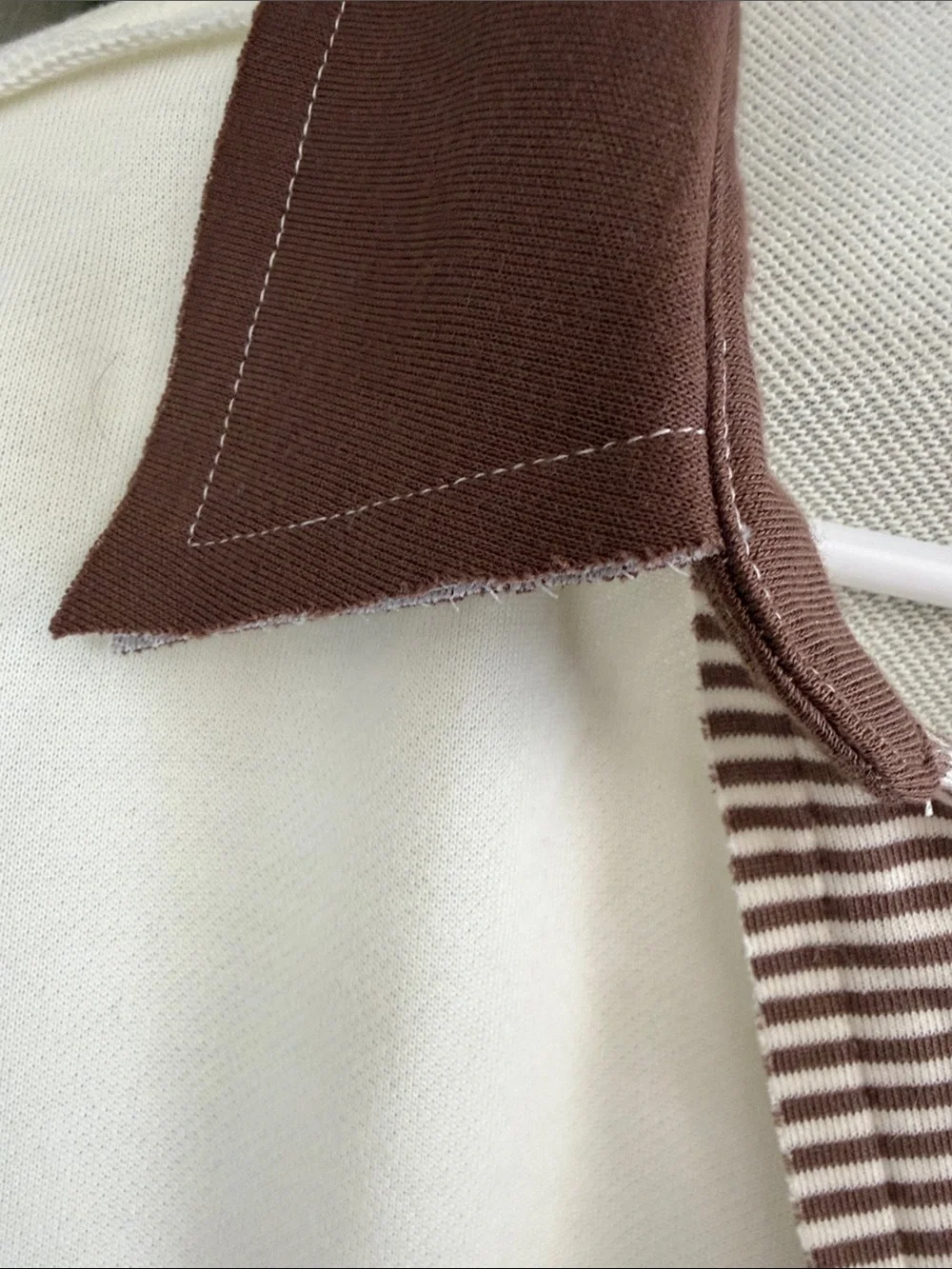 Altar'd State Cream and Brown Striped Rugby Pullover - Picture 4 of 7